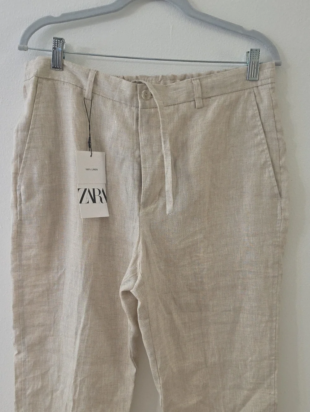 ZARA  women Linen Chinos in Light Natural